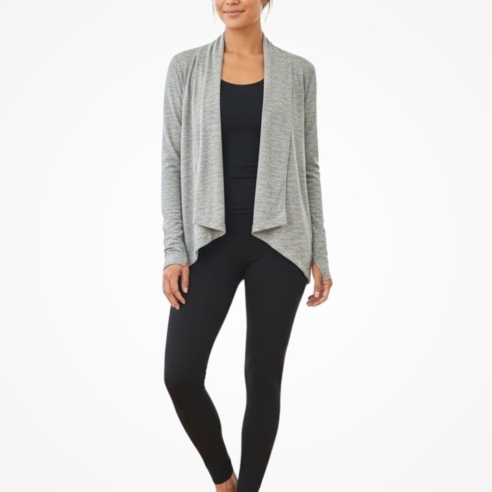 Athleta Open Front Cardigan Size S Gray Nirvana Wrap‎ Sweater Athleisure Layer